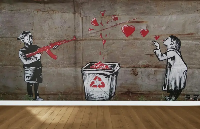 Sanatsal Banksy Baskılı Duvar Kağıdı: Kentsel Sanatla Mekanınızı Yükseltin