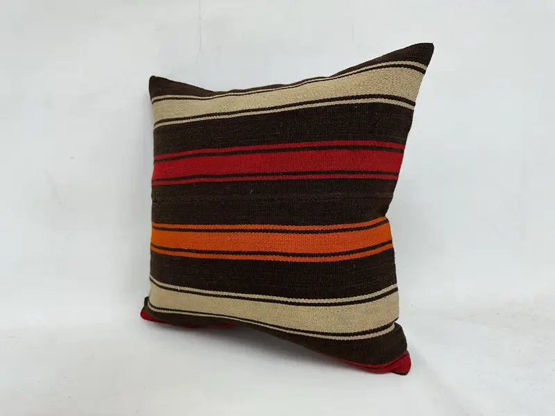 Boho Pillow, Antique Pillows, Pillow Cover, 20x20 Brown Cushion Case, Turkish Kilim Pillow, Morroccon Kilim Cushion Pillow Case - 4