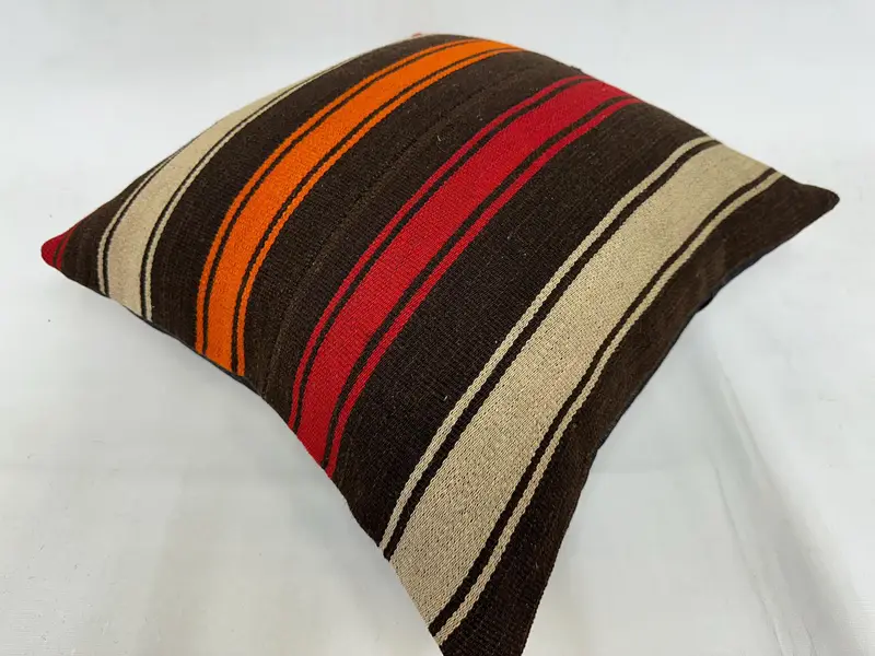 Boho Pillow, Antique Pillows, Pillow Cover, 20x20 Brown Cushion Case, Turkish Kilim Pillow, Morroccon Kilim Cushion Pillow Case - 6