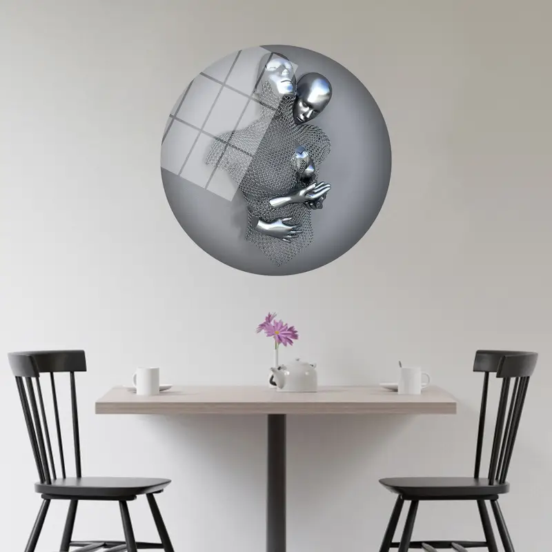 Elegant Silver Metallic Couple Canvas - Romantic Bedroom Art