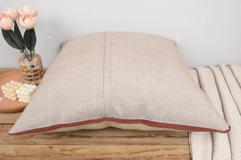 Sofa Pillow Sham, Throw Kilim Pillow, Natural Cushion Cover, Kilim Pillow Cover, Gift Pillow, 24x24 Beige Pillow, Nomadic Pillow Case, Cushion - 6