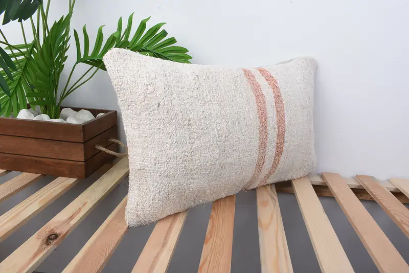 Cotton Cushion Case, 12x20 White Cushion, Kilim Cushion Sham, Cushion Cover, Home Decor Pillow, Indoor Pillow Cover, Pillow for Sofa - 4