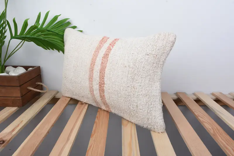 Cotton Cushion Case, 12x20 White Cushion, Kilim Cushion Sham, Cushion Cover, Home Decor Pillow, Indoor Pillow Cover, Pillow for Sofa - 5
