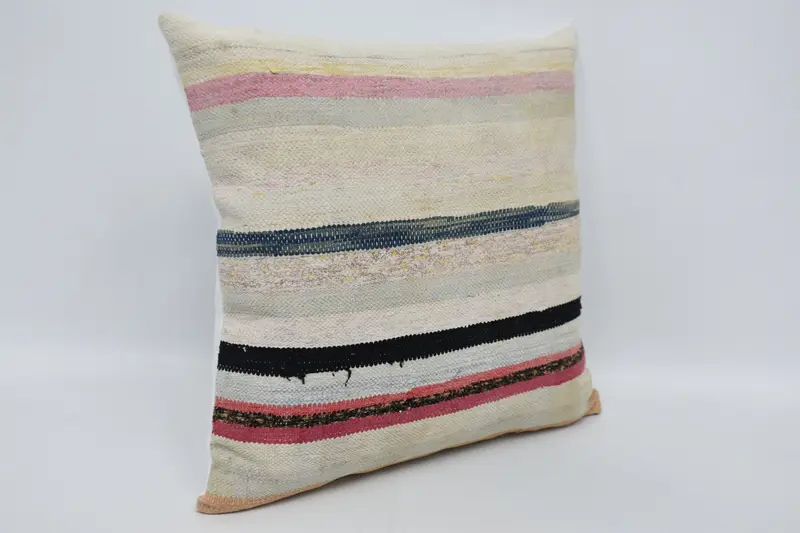 Handwoven Pillow, Pillow Sham, Kilim Pillow, Pillow for Couch, Outdoor Bolster Cushion Cover, Ethnical Kilim Rug Pillow, 24x24 White Cushion - 3