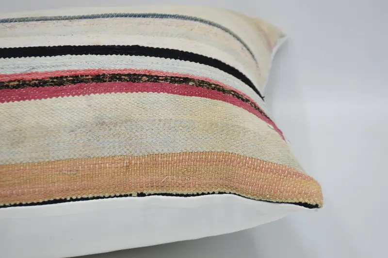 Handwoven Pillow, Pillow Sham, Kilim Pillow, Pillow for Couch, Outdoor Bolster Cushion Cover, Ethnical Kilim Rug Pillow, 24x24 White Cushion - 5
