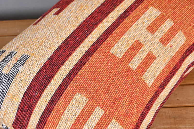Kilim Pillow, Throw Kilim Pillow, Pillow Case, Vintage Kilim Throw Pillow, Sustainable Cushion, Toss Pillow Case, 16x24 Orange Pillow Sham - 3