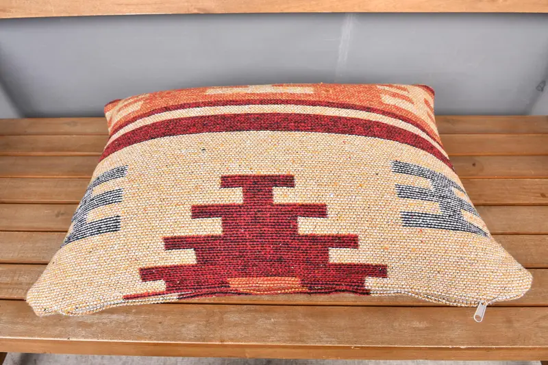 Kilim Pillow, Throw Kilim Pillow, Pillow Case, Vintage Kilim Throw Pillow, Sustainable Cushion, Toss Pillow Case, 16x24 Orange Pillow Sham - 5