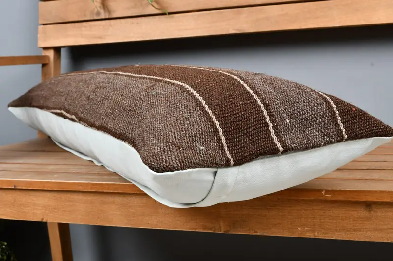 Kilim Cushion Sham, Kilim Rug Pillow Case, 12x36 Brown Pillow Cover, Boho Pillow Sham Cover, Kilim Pillow Cover, Hippie Throw Pillow, Pillow Cover - 3