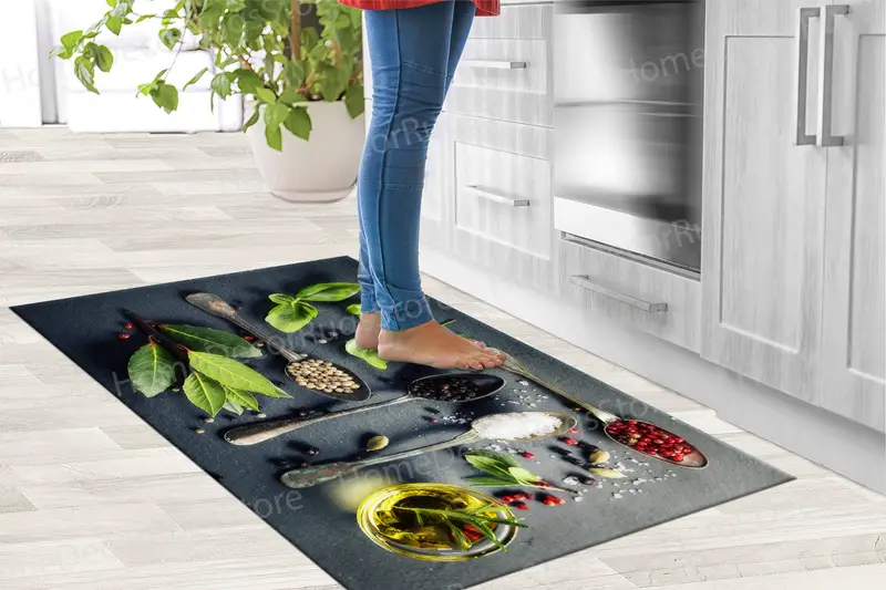 エレガントなプリントラグ：キッチン&ダイニングルーム用のモダンなスパイスデザイン