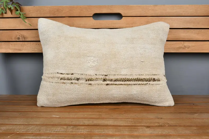 Throw Kilim Pillow, Luxury Pillow Cover, Pastel Pillow, Kilim Pillow Cover, 16x24 Beige Pillow Sham, Pillow Case, Vintage Pillow - 6