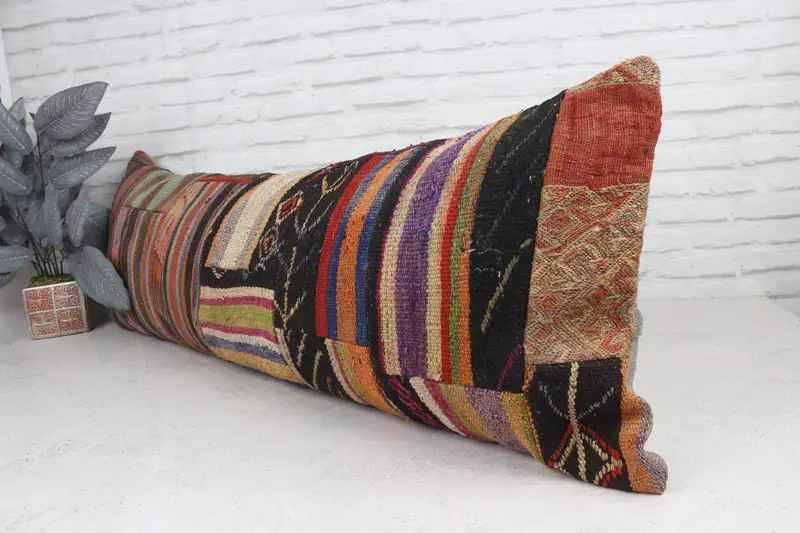 16x48 Brown Cushion Case, Turkish Pillow, Vintage Pillow, Muted Pillow Case, Cushion Case, Handwoven Pillow Cover Cushion, Pillow for Couch - 5