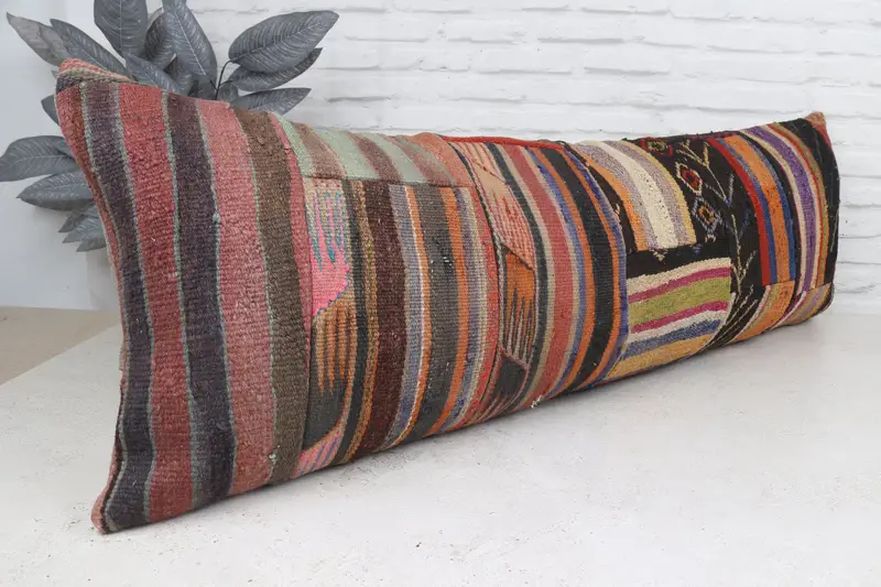 16x48 Brown Cushion Case, Turkish Pillow, Vintage Pillow, Muted Pillow Case, Cushion Case, Handwoven Pillow Cover Cushion, Pillow for Couch - 4