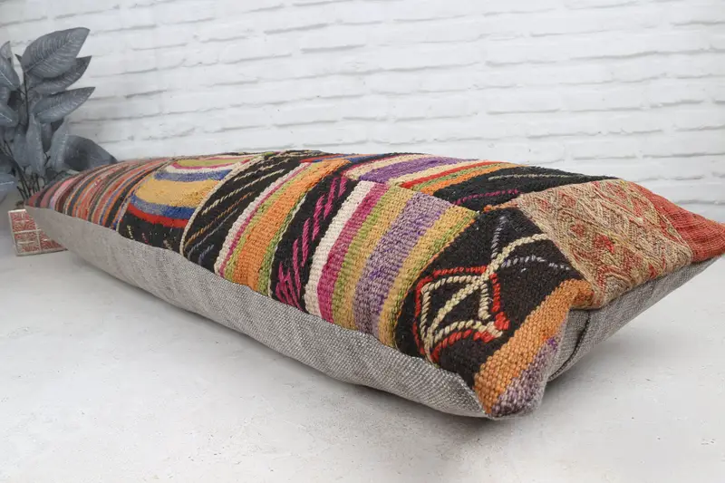 16x48 Brown Cushion Case, Turkish Pillow, Vintage Pillow, Muted Pillow Case, Cushion Case, Handwoven Pillow Cover Cushion, Pillow for Couch - 7
