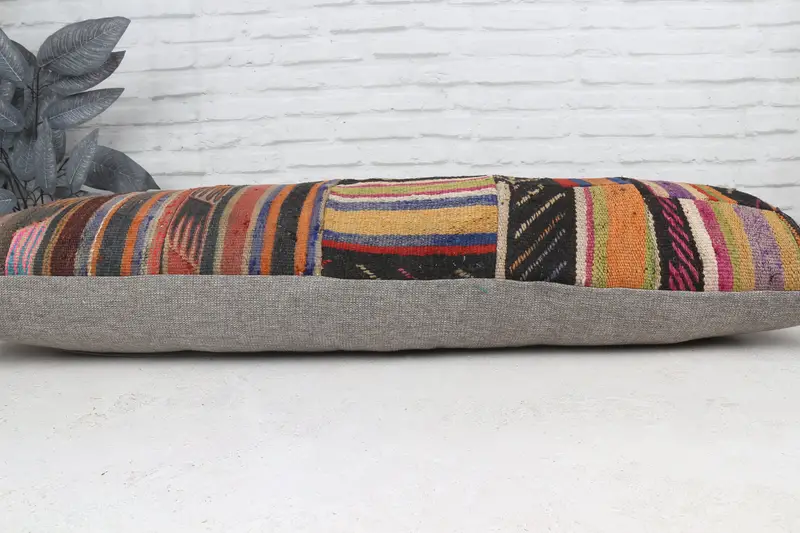 16x48 Brown Cushion Case, Turkish Pillow, Vintage Pillow, Muted Pillow Case, Cushion Case, Handwoven Pillow Cover Cushion, Pillow for Couch - 6