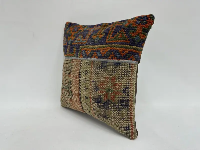 Bolster Pillow Sham, 16x16 Beige Cushion, Boho Pillow Sham Cover, Pillow for Sofa, Pillow Cover, Toss Cushion Case, Home Decor Pillow - 4