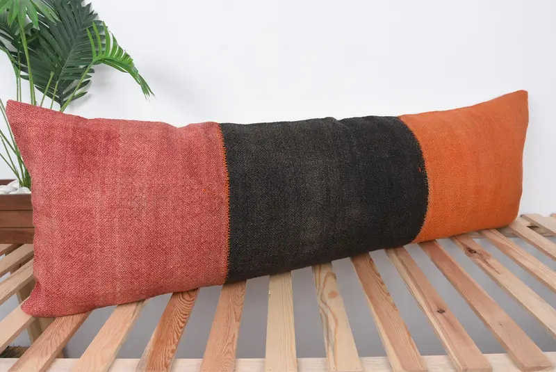 Vintage Throw Cushion Case, Pillow Sham, Pillow for Sofa, Shabby Chic Cushion Cover, Antique Pillows, 16x48 Red Cushion, Kilim Cushion Sham - 4