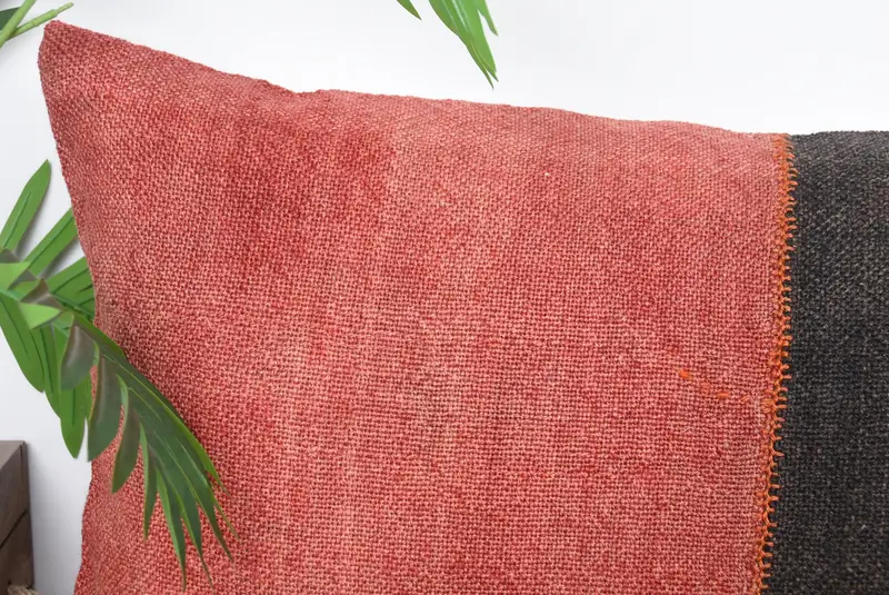 Vintage Throw Cushion Case, Pillow Sham, Pillow for Sofa, Shabby Chic Cushion Cover, Antique Pillows, 16x48 Red Cushion, Kilim Cushion Sham - 2