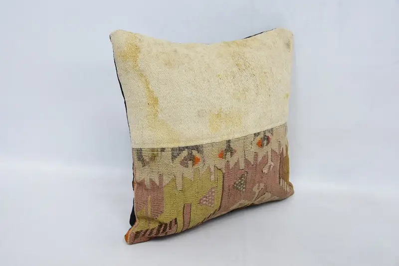 Kilim Pillow Cover, Antique Pillows, Pillow for Couch, Natural Cushion Case, 16x16 White Cushion Case, Pillow, Outdoor Cushion, Tribal Pillow Sham - 3