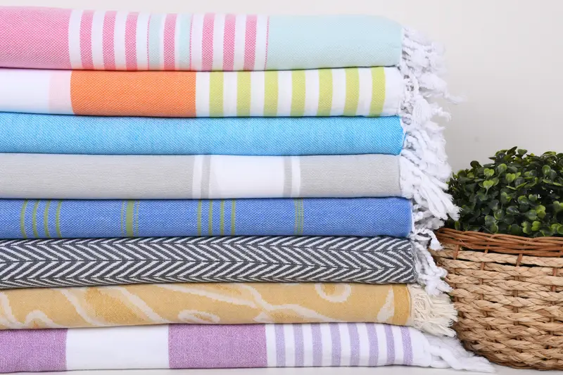 Maid Of Honor Gift, 70x40 Cotton Set of 8 Towel, Fringed Turkish peshtemal beach towel USA, Beach Towel Bulk, Turkish bath towel, Bridal Shower Gift - 2