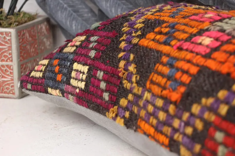 Chair Cushion Case, 12x24 Pink Cushion, Ethnic Cushion, Vintage Kilim Pillow, Boho Pillow, Home Decor Pillow, Cushion Cover - 7