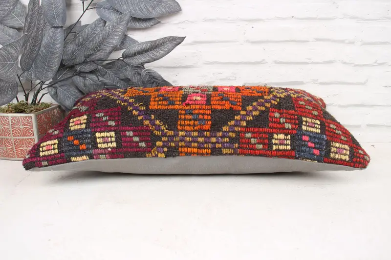 Chair Cushion Case, 12x24 Pink Cushion, Ethnic Cushion, Vintage Kilim Pillow, Boho Pillow, Home Decor Pillow, Cushion Cover - 5