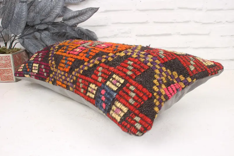 Chair Cushion Case, 12x24 Pink Cushion, Ethnic Cushion, Vintage Kilim Pillow, Boho Pillow, Home Decor Pillow, Cushion Cover - 6