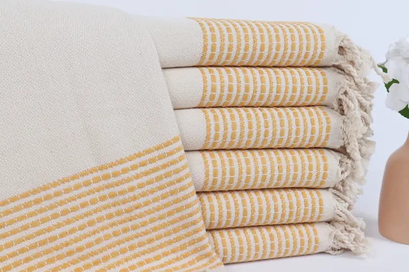 Turkish Beach Towel Personalized Mustard Striped, 36x69 Inches
