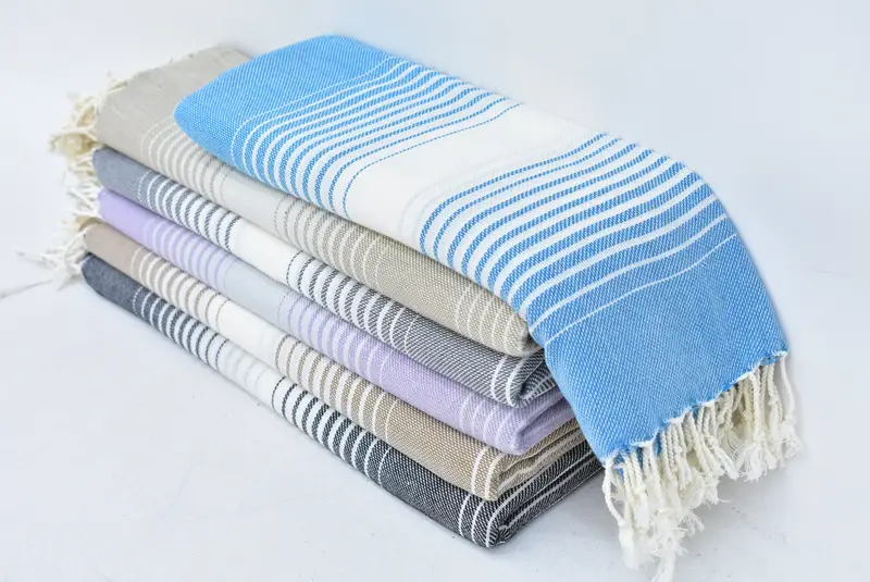 Wedding Towel Black-White Striped Organic Cotton, 67x40 Inches