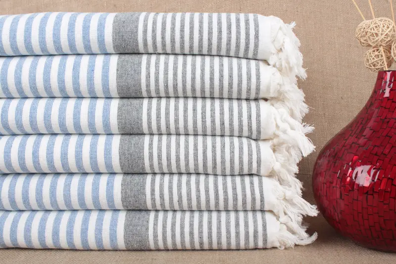 Personalized Turkish Towel Beach Towel Striped Beige 38x67 Inches