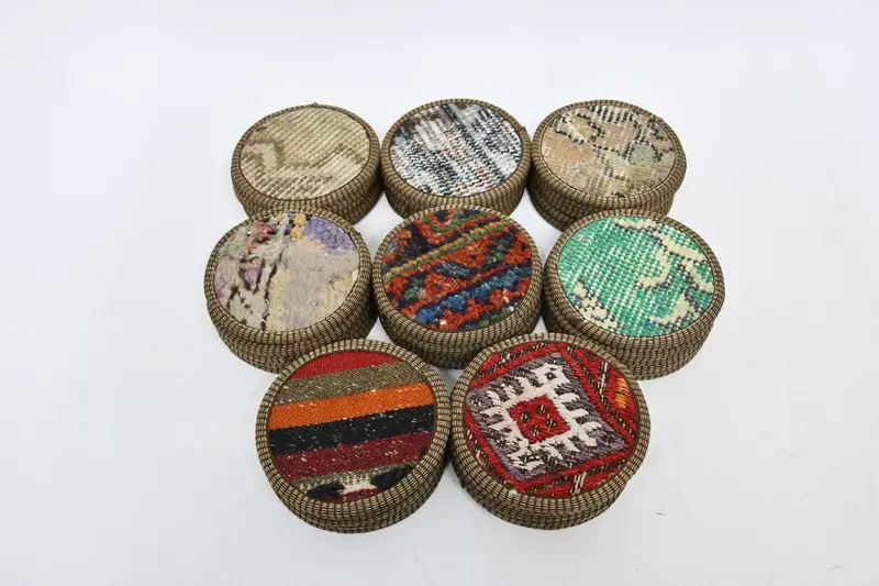 Boho Kelim Runder Untersetzer, einzigartiges Kaffeetassenpad, Untersetzer