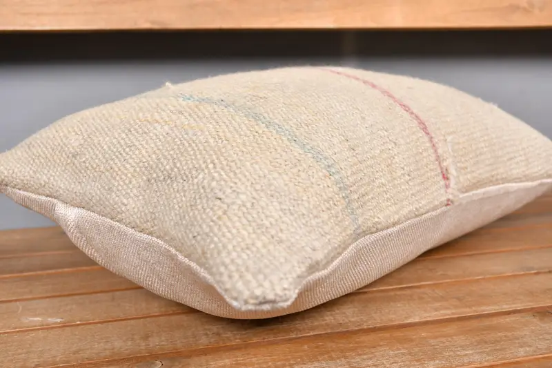 Antique Pillows, Vintage Kilim Throw Pillow, Boho Pillow, Handmade Cushion Cover, 12x20 Beige Cushion, Cozy Throw Pillow Sham, Pillow Sham - 4