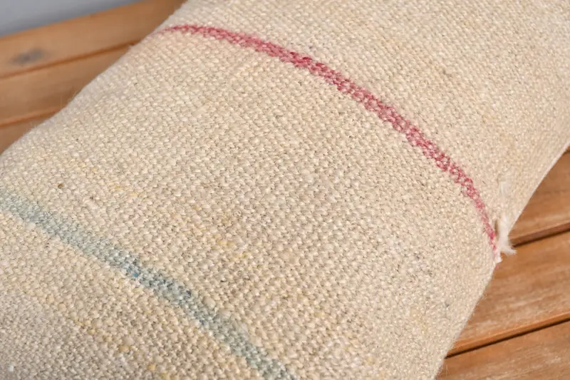Antique Pillows, Vintage Kilim Throw Pillow, Boho Pillow, Handmade Cushion Cover, 12x20 Beige Cushion, Cozy Throw Pillow Sham, Pillow Sham - 3