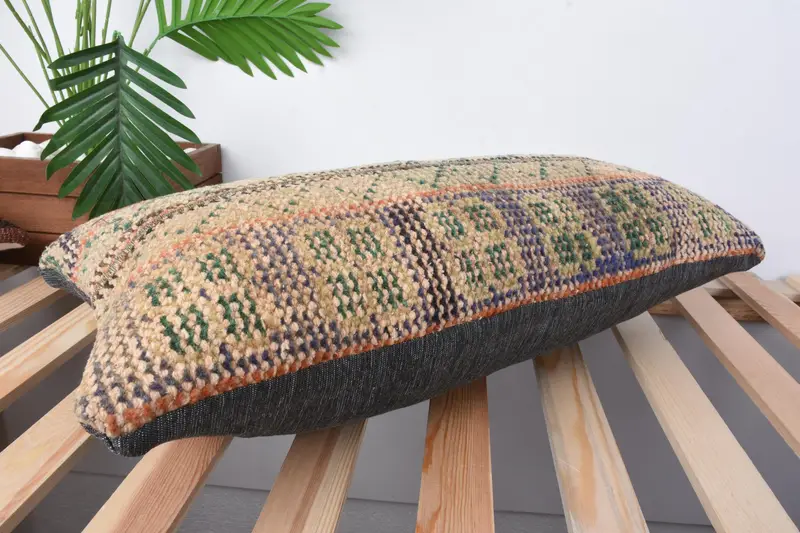 Bolster Throw Cushion, 12x24 Beige Pillow, Antique Pillows, Gift Pillow, Pillow Case, Vintage Kilim Throw Pillow, Art Deco Pillow Cover - 6