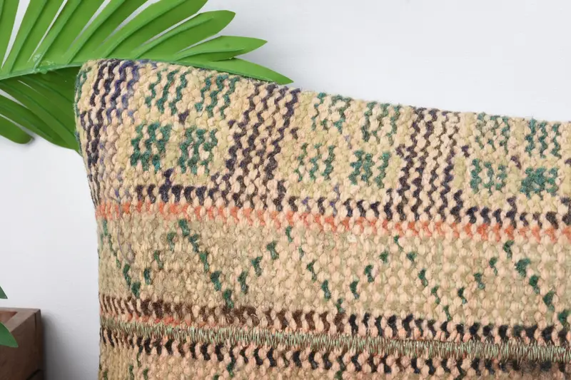 Bolster Throw Cushion, 12x24 Beige Pillow, Antique Pillows, Gift Pillow, Pillow Case, Vintage Kilim Throw Pillow, Art Deco Pillow Cover - 2