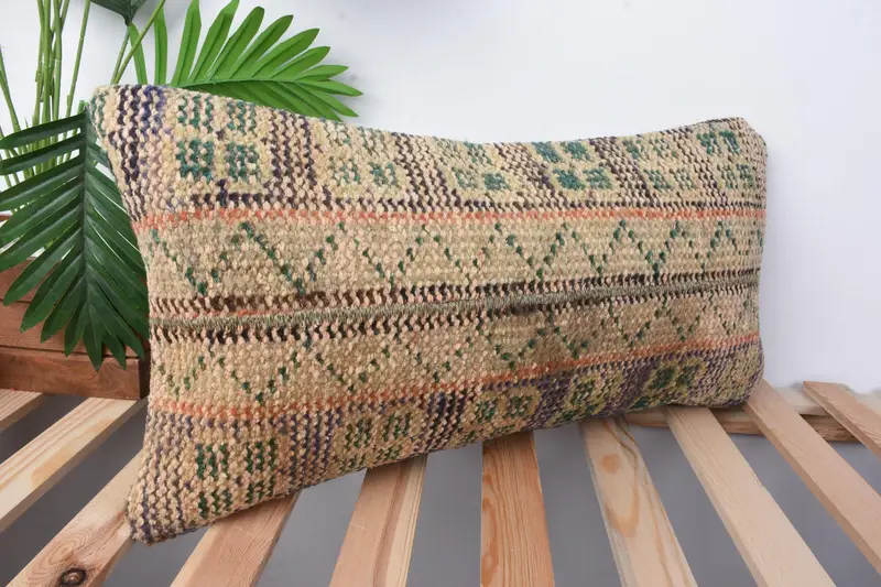 Bolster Throw Cushion, 12x24 Beige Pillow, Antique Pillows, Gift Pillow, Pillow Case, Vintage Kilim Throw Pillow, Art Deco Pillow Cover - 5