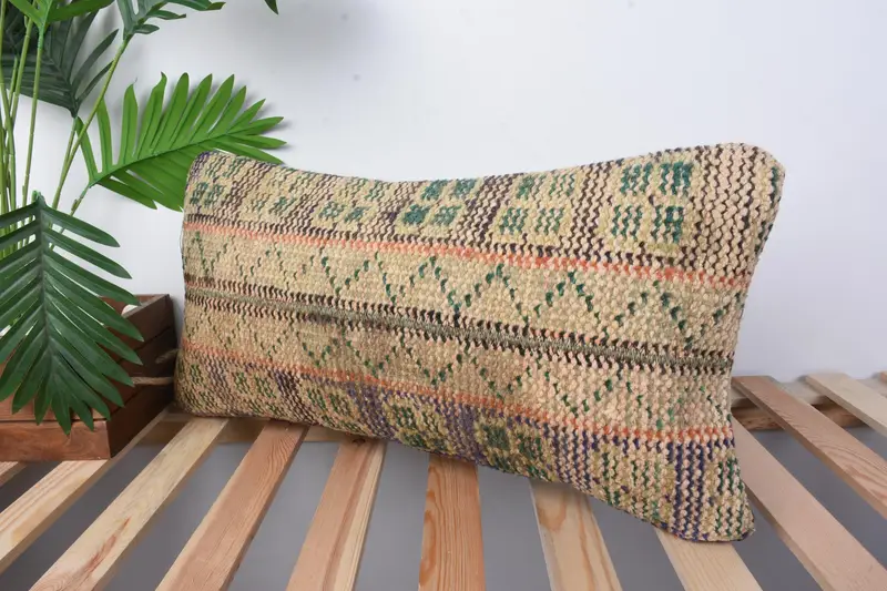 Bolster Throw Cushion, 12x24 Beige Pillow, Antique Pillows, Gift Pillow, Pillow Case, Vintage Kilim Throw Pillow, Art Deco Pillow Cover - 4
