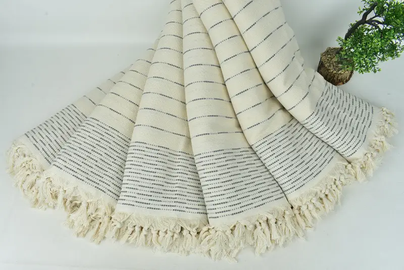 Woven Blanket, 98x92 Cotton Striped Design Towel, Gift For Coworker, Turkish Throw Blanket, Personalized Gifts, Bachelorette Gifts, Turkish Bedcover - 4