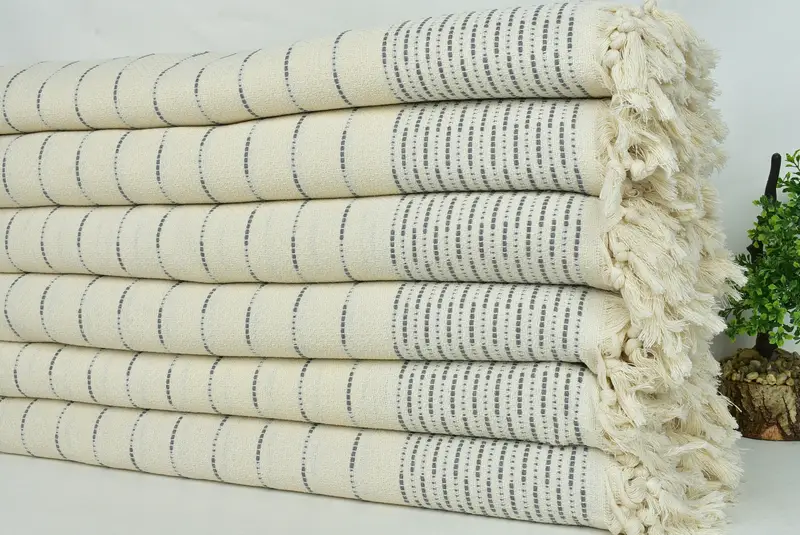 Woven Blanket, 98x92 Cotton Striped Design Towel, Gift For Coworker, Turkish Throw Blanket, Personalized Gifts, Bachelorette Gifts, Turkish Bedcover - 3