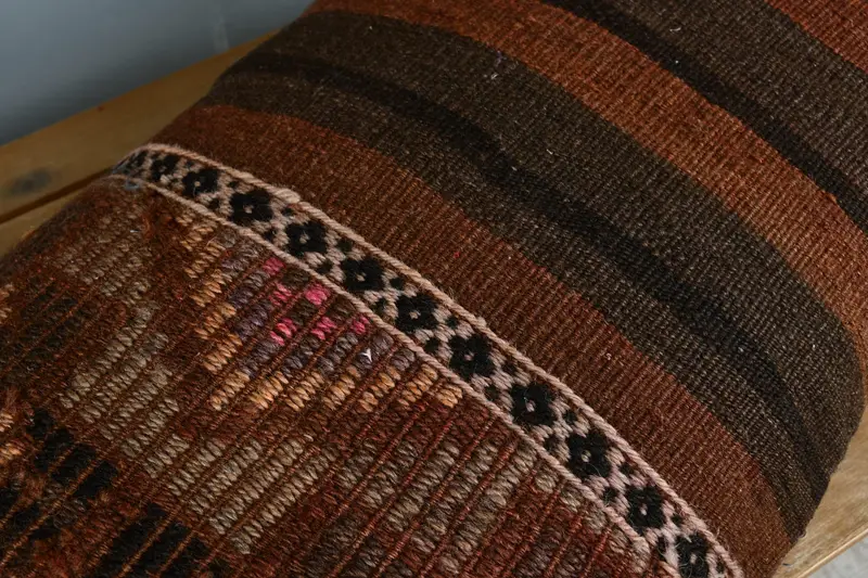 16x24 Brown Cushion, Turkish Pillow, Farmhouse Cushion, Pillow, Authentic Pillow Sham, Home Decor Pillow, Vintage Kilim Throw Pillow - 4