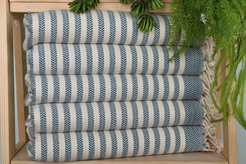 Personalized Chevron Dish Towel, Petrol Blue Cotton, 18x40 Inches