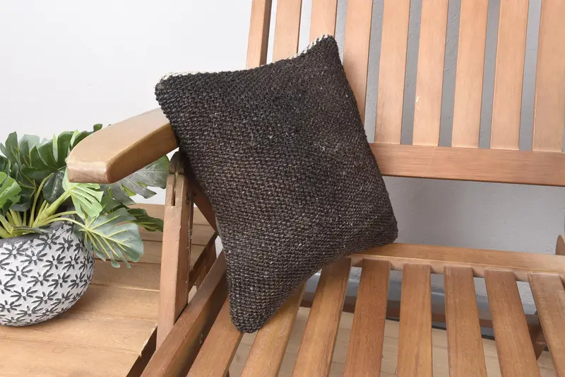 Cotton Pillow, Vintage Kilim Pillow, Antique Pillows, Home Decor Pillow, 12x12 Brown Cushion Cover, Turkish Bench Pillow Sham, Cushion Case - 2