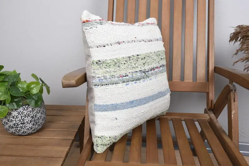 Pastel Pillow, Throw Kilim Pillow, Boho Pillow, Boho Pillow Sham Cover, Pillow Cover, Handwoven Pillow Cover Pillow, 18x18 Beige Cushion - 2