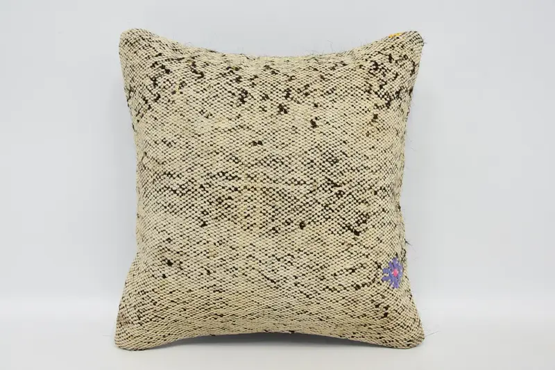 Meditation Pillow Case, 12x12 Beige Cushion, Vintage Pillow, Throw Kilim Pillow, Interior Designer Pillow, Handmade Throw Pillow Sham, Pillow Sham - 1