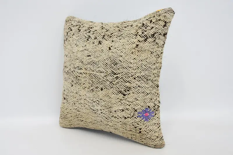 Meditation Pillow Case, 12x12 Beige Cushion, Vintage Pillow, Throw Kilim Pillow, Interior Designer Pillow, Handmade Throw Pillow Sham, Pillow Sham - 4