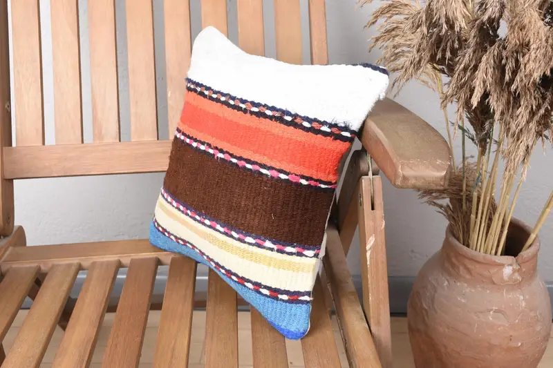 Sofa Cushion Case, Couch Cushion, Pillow for Couch, Handmade Kilim Cushion, Pillow Sham, Interior Designer Pillow, 12x12 White Pillow - 3