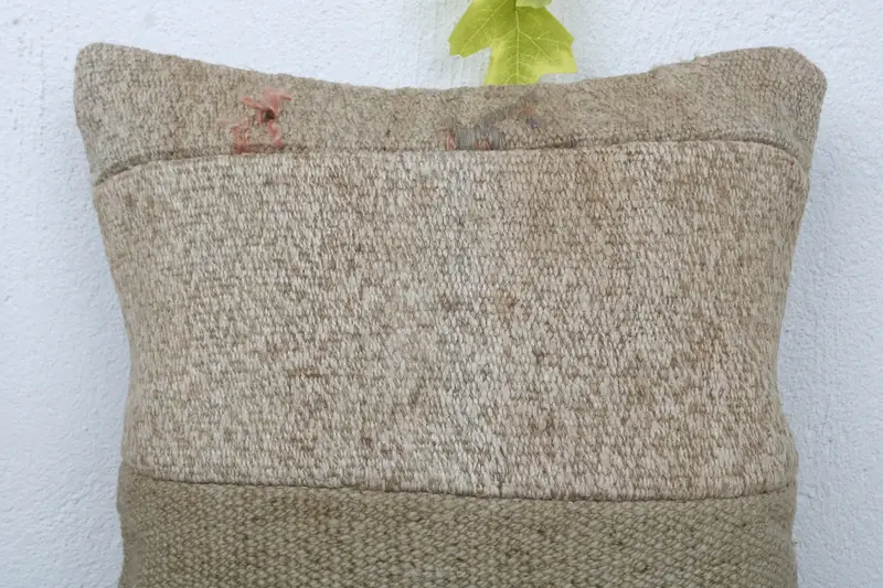 Interior Designer Pillow, Antique Pillows, Pillow Sham, Boho Pillow Sham Cover, 14x14 Beige Cushion Case, Vintage Cushion - 4