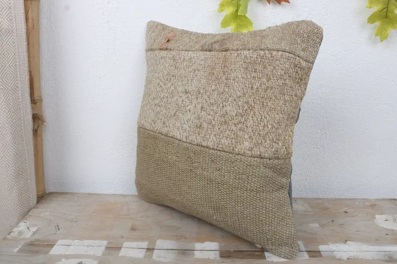 Interior Designer Pillow, Antique Pillows, Pillow Sham, Boho Pillow Sham Cover, 14x14 Beige Cushion Case, Vintage Cushion - 5