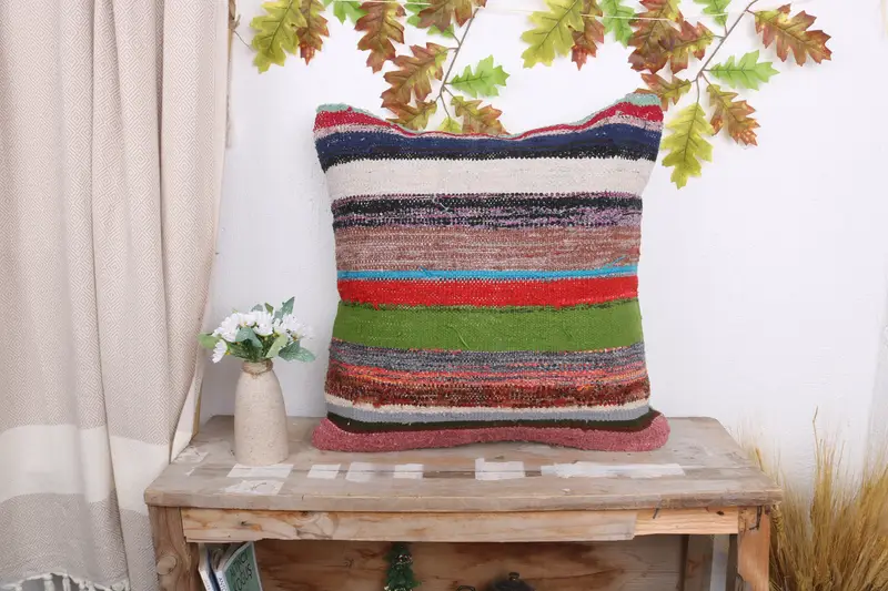 Lounge Throw Pillow, 20x20 Red Cushion, Home Decor Pillow, Pillow Cover, Luxury Cushion Case, Boho Pillow Sham Cover, Turkish Kilim Pillow - 1