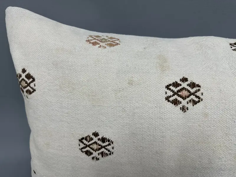 Rustic Pillow, One Of A Kind Pillow Case, Pillow for Sofa, 16x48 White Cushion Case, Kilim Cushion Sham, Boho Pillow, Pillow Cover - 5