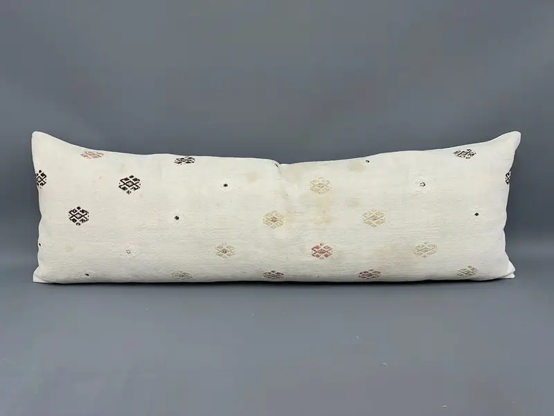 Rustic Pillow, One Of A Kind Pillow Case, Pillow for Sofa, 16x48 White Cushion Case, Kilim Cushion Sham, Boho Pillow, Pillow Cover - 4